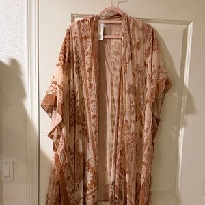 Free People Blush Sheer Floral Kimono
